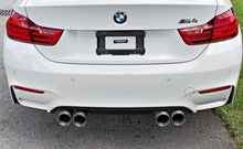 Load image into Gallery viewer, Active Autowerke Maad Maxx - F8X BMW M3 &amp; M4 Rear Exhaust Section - 3 Can Valved - Exhaust w carbon fiber over black tips (11-073CB)