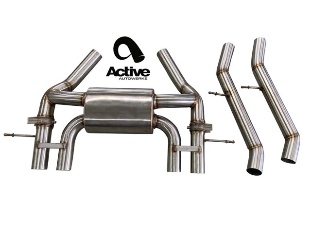 Active Autowerke G80 M3 and G82 M4 Valved Rear Axle-back Exhaust w Tips w carbon over black chrome tips (11-086CB)