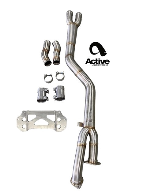 Active Autowerke G80/G82 M3/M4 Signature single mid-pipe with G-brace - w Exhaust Dump (11-095D)