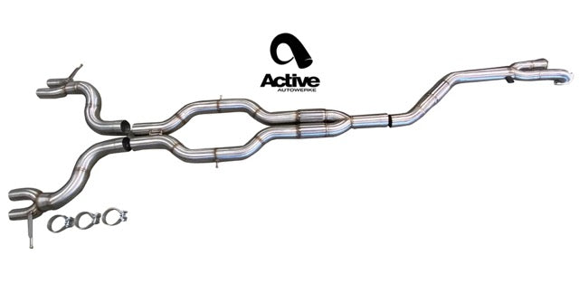 Active Autowerke G80/G82 M3/M4 Signature RACE ONLY Exhaust System - GOLIATH - Full race only exhaust - Carbon over Black Chrome Tips (11-116CB)