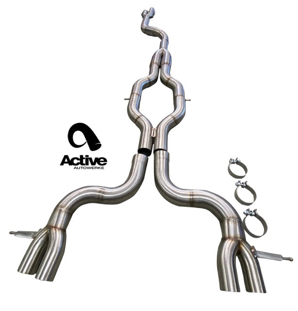 Active Autowerke G80/G82 M3/M4 Signature RACE ONLY Exhaust System - GOLIATH - Full race only exhaust w DUMP-Carbon over Black Chrome Tips (11-116CBD)
