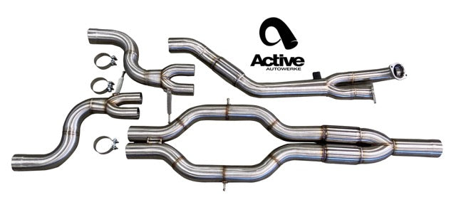 Active Autowerke G80/G82 M3/M4 Signature RACE ONLY Exhaust System - GOLIATH - Full race only exhaust w DUMP-Carbon over Black Chrome Tips (11-116CBD)