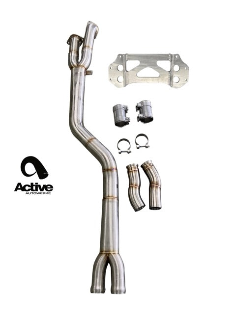 Active Autowerke G87 M2 Signature single mid-pipe with G87-brace - e Exhaust dump (11-118D)