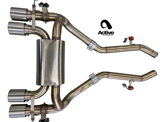 Active Autowerke G87 M2 Valved Rear Axle-back Exhaust w Tips w w carbon over black chrome tips (11-119CB)