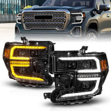 ANZO USA LED Projector Headlight w/Switchback+Sequential Black for 19-21 GMC Sierra 1500 (111600)