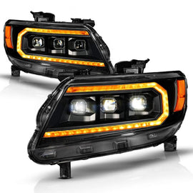 ANZO 15-22 Chevy Colorado Full LED Headlights w/ Initiation (Amber DRL) - Black (111641)