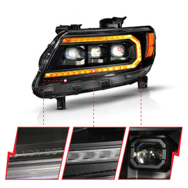 ANZO 15-22 Chevy Colorado Full LED Headlights w/ Initiation (Amber DRL) - Black (111641)