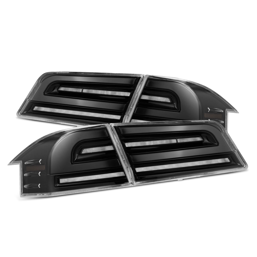 12-21 Tesla Model S LUXX-Series LED Tail Lights Alpha-Black (With Black Trunk Center Piece Replacement)