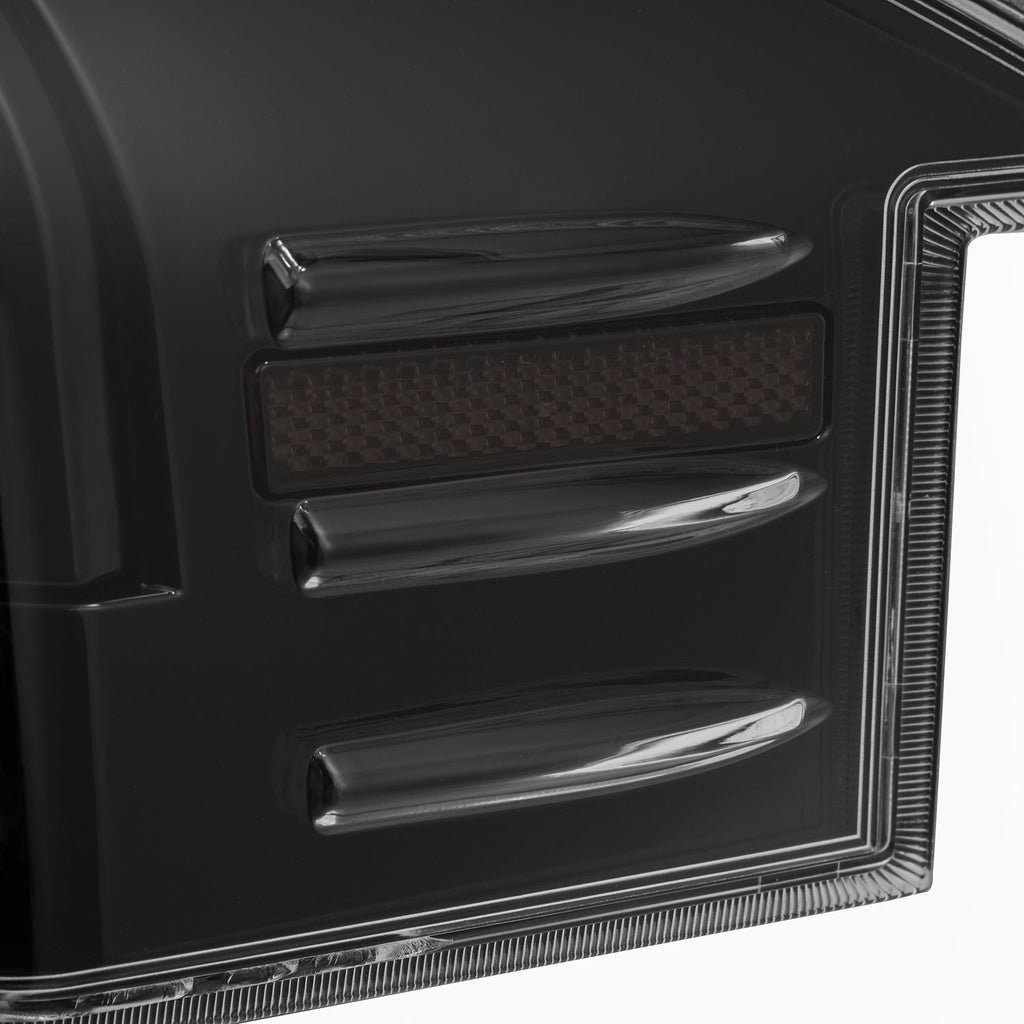 12-21 Tesla Model S LUXX-Series LED Tail Lights Alpha-Black (With Black Trunk Center Piece Replacement)