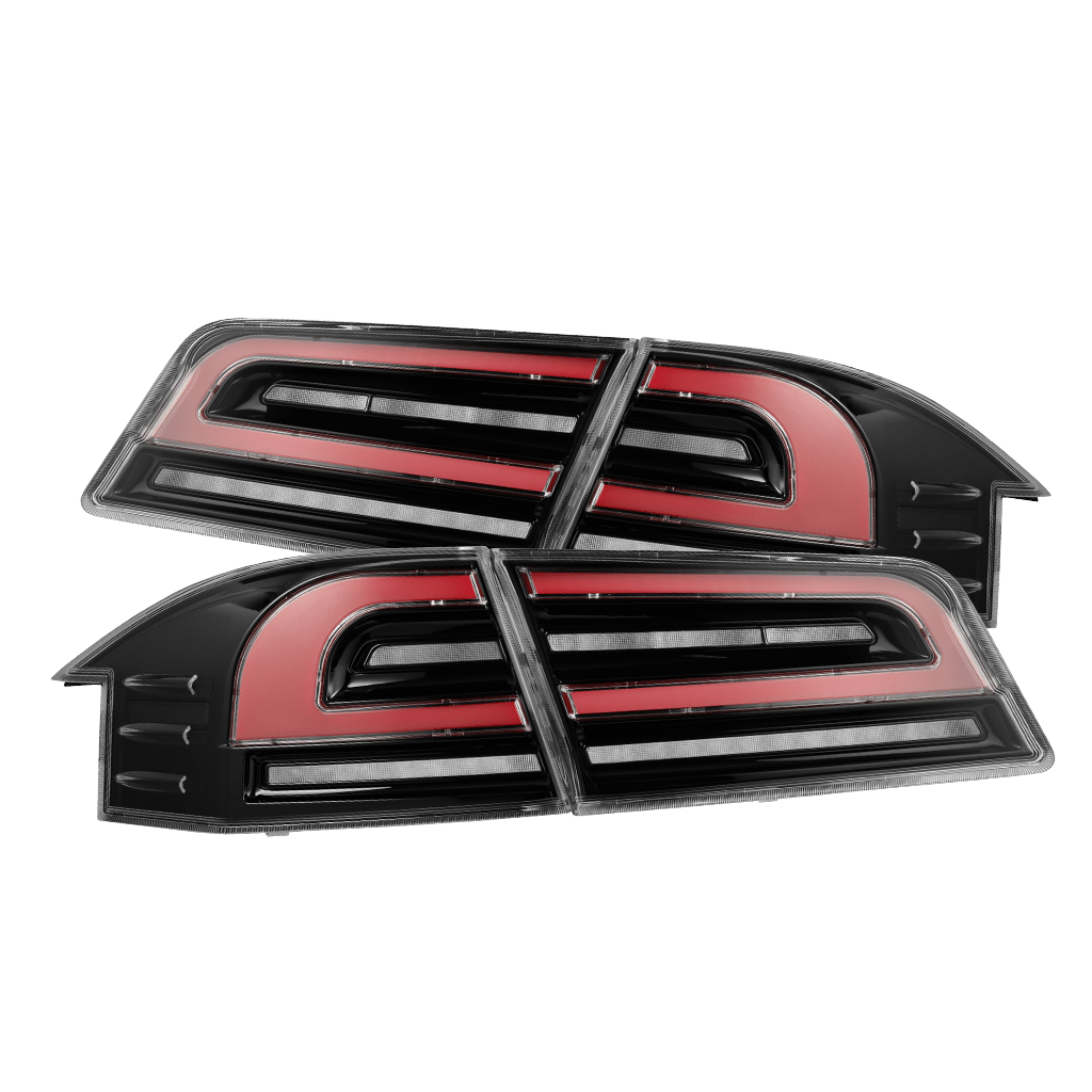 12-21 Tesla Model S LUXX-Series LED Tail Lights Black Red (With Black Trunk Center Piece Replacement)