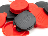 GrimmSpeed Engine Bay Reservoir Cap Set BLACK - Subaru 02-21 WRX/STI/FXT/OBXT/LGT (120069)