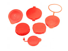 Load image into Gallery viewer, Engine Bay Reservoir Cap Set Red For Subaru 02-21 WRX/STI/FXT/OBXT/LGT GrimmSpeed