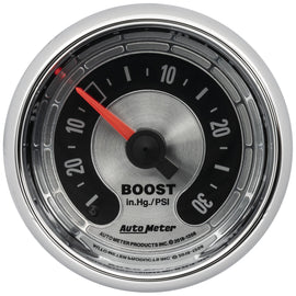 AutoMeter American Muscle 2-1/16in Full Sweep Mechanical 30 In Hg Vac/30PSI Boost Vacuum Gauge (1208)