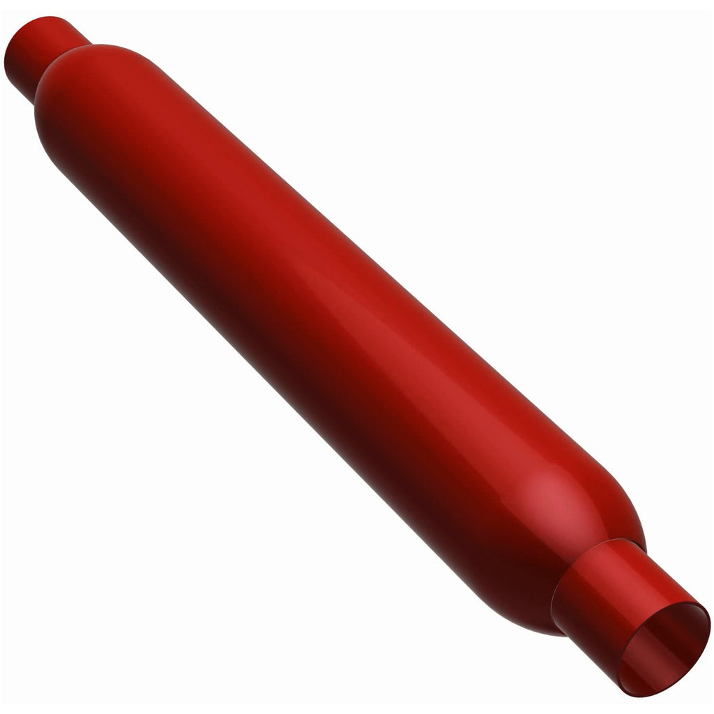 MagnaFlow Muffler Red Pack Series Glasspack 4in Rd 26in Body Length 2.5in/2.5in Inlet/Outlet (13146)