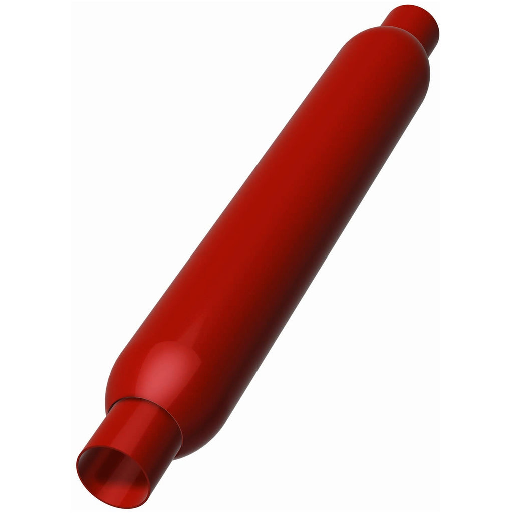 MagnaFlow Muffler Red Pack Series Glasspack 4in Rd 26in Body Length 2.5in/2.5in Inlet/Outlet (13146)