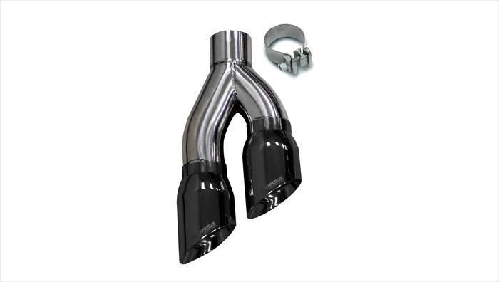 Corsa Performance One Twin 4.0 Inch Side Swept Black Pro-Series Tips (Clamp Included) Fits Exhaust Kits Stainless Steel (14031BLK)