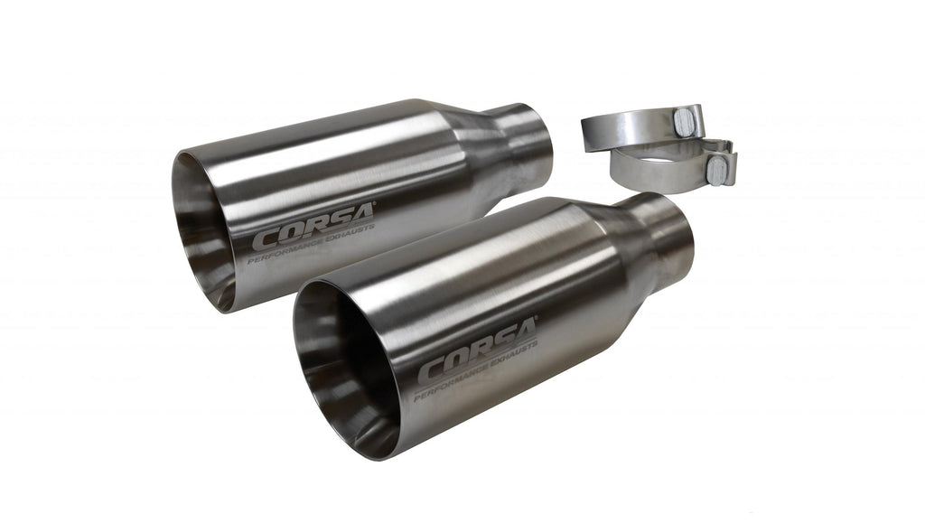 Corsa Performance Two Single 5 Inch Satin Polished Pro-Series Tips Clamps Included Fits Exhaust Stainless Steel (14051)