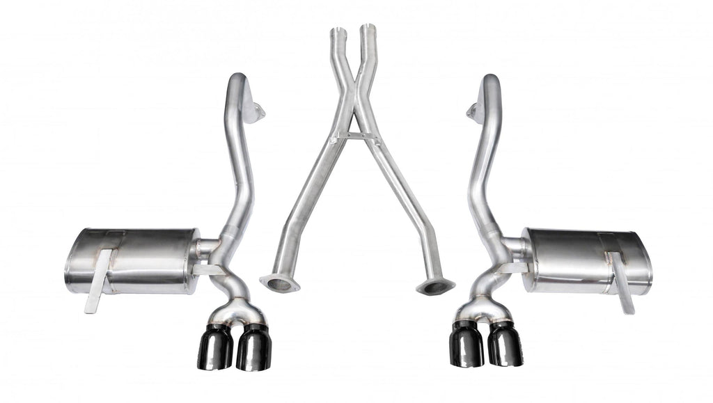 Corsa Performance 2.5 Inch Cat-Back Plus X-Pipe Xtreme Exhaust Dual Rear Exit 3.5 Inch Black Tips 97-04 Chevy Corvette C5 Plus Z06 5.7L V8 Stainless Steel (14114BLK)