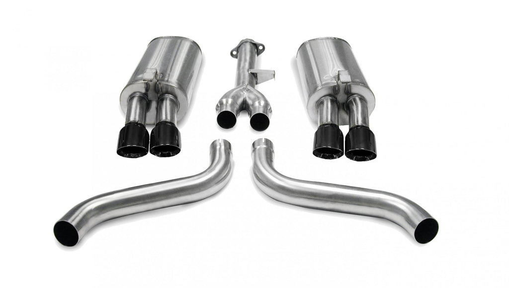 Corsa Performance 2.5 Inch Cat-Back Sport Dual Exhaust Black 3.5 Inch Tips 86-91 Corvette C4 5.7L V8 L98 Stainless Steel (14115BLK)