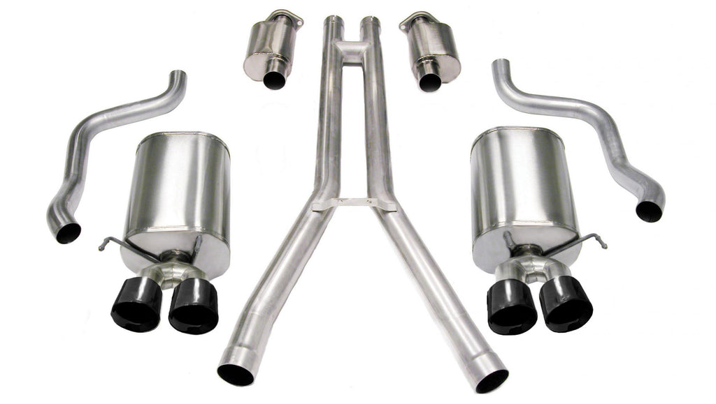 Corsa Performance 2.5 Inch Cat-Back Sport Dual Exhaust 3.5 Inch Black Tips 2004-08 Cadillac XLR 4.6L V8 Stainless Steel (14156BLK)