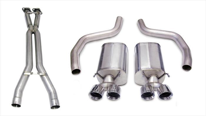 Corsa Performance 3.0 Inch Cat-Back Sport Dual Exhaust Twin 4.0 Inch Polished Tips 06-11 Corvette Z06 7.0L / ZR1 6.2L Stainless Steel (14164CB1)