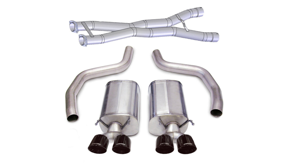 Corsa Performance 3.0 Inch Cat-Back Sport Dual Exhaust Twin 4.0 Inch Black Tips 12-13 Corvette Z06 7.0L / ZR1 6.2L Stainless Steel (14164CB3BLK)