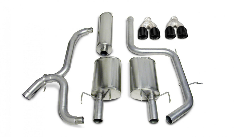 Corsa Performance 2.5 Inch Cat-Back Dual Rear Exit with Twin 3.5 Inch Black PVD Pro-Series Tips (14180BLK)