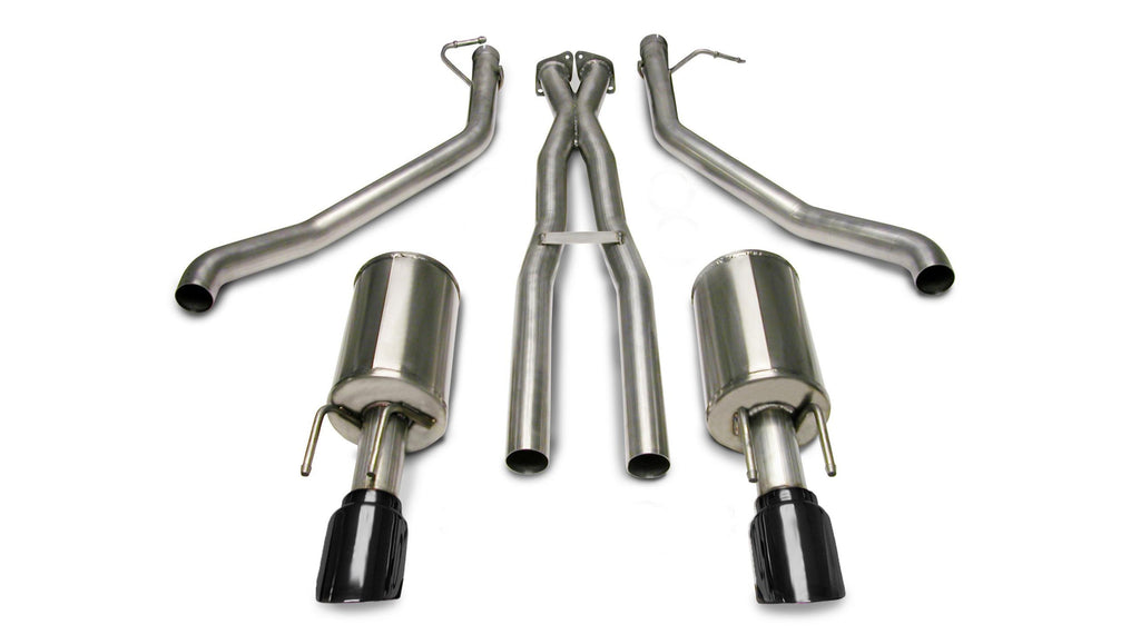 Corsa Performance 2.5 Inch Cat-Back Plus X-Pipe Sport Exhaust Dual Rear Exit 4.0 Inch Black Tips 05-06 Pontiac GTO 6.0L V8 Stainless Steel (14189BLK)