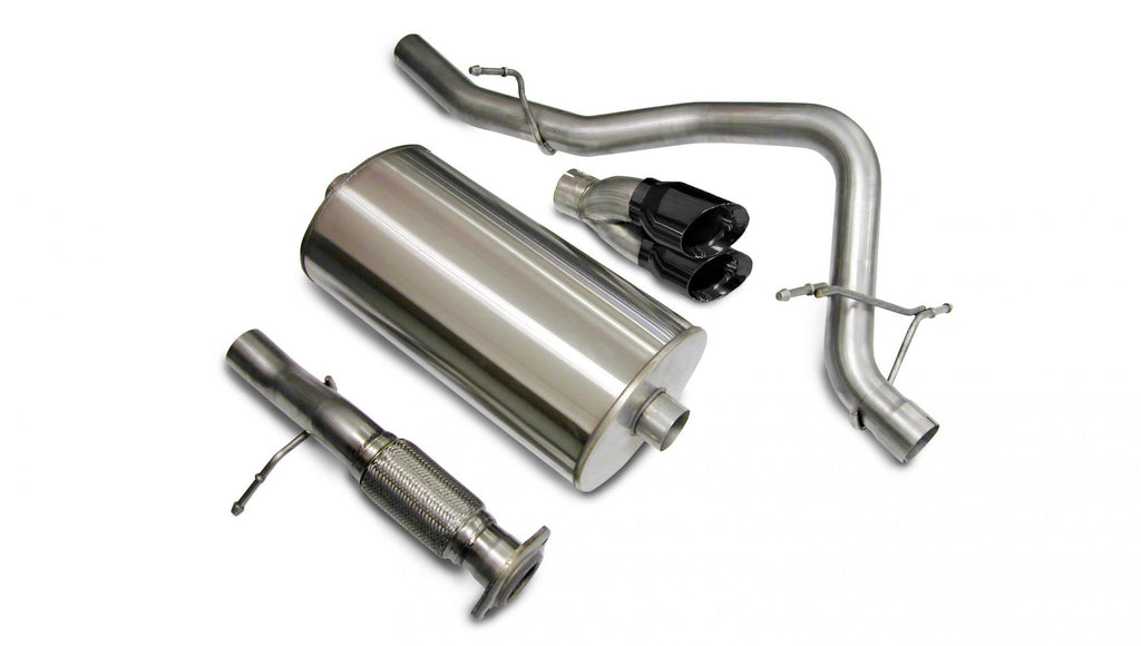 Corsa Performance 3.0 Inch Cat-Back Single Rear Exit with Twin 4.0 Inch Black PVD Pro-Series Tips (14208BLK)