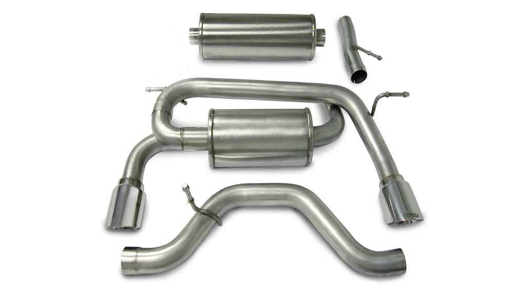 Corsa Performance 3.0 Inch Cat-Back Sport Dual Rear Exhaust 4.0 Inch Polished Tips 06-08 Hummer H3 3.5L/3.7L I-5 Engines Stainless Steel (14212)
