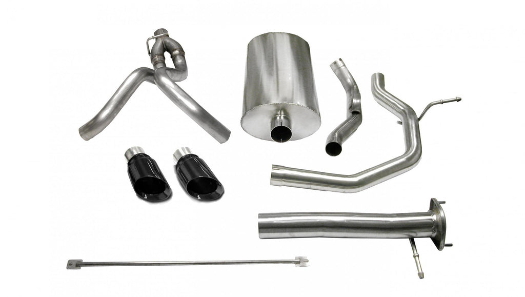 Corsa Performance 3.0 Inch Cat-Back Sport Dual Rear Exhaust 4.0 Inch Black Tips 2003-06 Chevy SSR 143.5 Inch Wheelbase 5.3L/6.0L V8 Stainless Steel (14254BLK)
