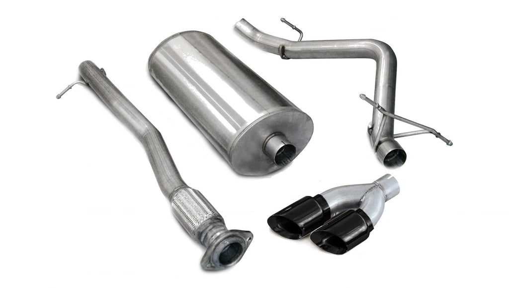 Corsa Performance 3.0 Inch Cat-Back Sport Single Side Exhaust 4.0 Inch Black Tips 07-08 Silverado/Sierra 143.5 Inch Wheelbase 4.8L/5.3L/6.0L V8 Stainless Steel (14259BLK)