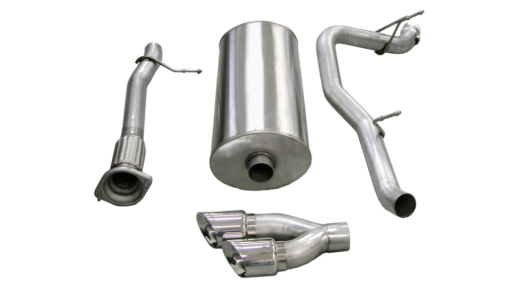 Corsa Performance 3.0 Inch Cat-Back Sport Single Side Exhaust 4.0 Inch Polished Tips 07-10 Cadillac Escalade ESV/EXT/GMC Yukon XL Denali 6.2L V8 Stainless Steel (14298)