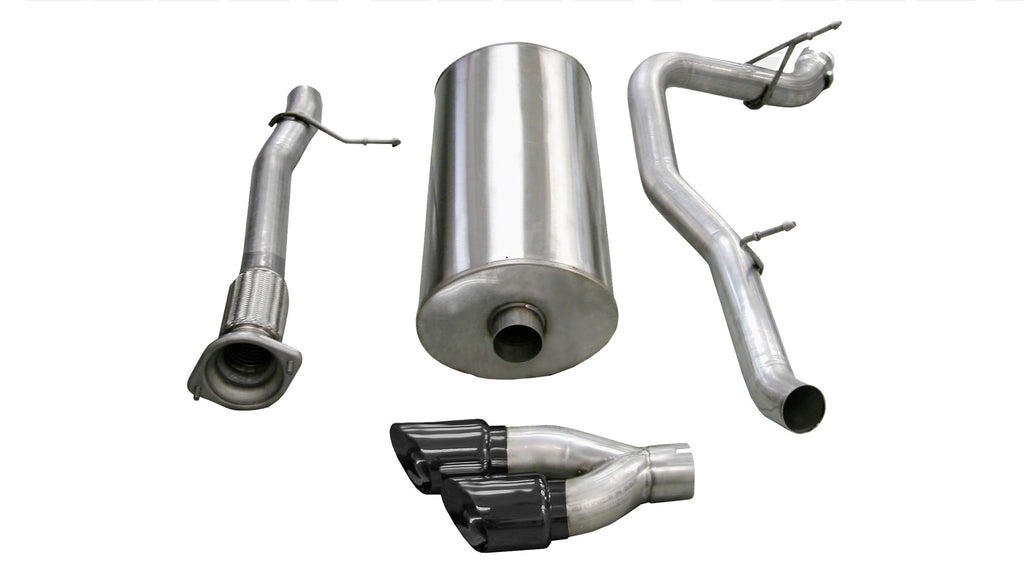 Corsa Performance 3.0 Inch Cat-Back Sport Single Side Exhaust 4.0 Inch Black Tips 07-10 Cadillac Escalade ESV/EXT/GMC Yukon XL Denali 6.2L V8 Stainless Steel (14298BLK)