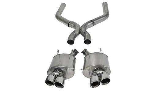 Corsa Performance 3.0 Inch Axle-Back Plus X-Pipe Sport Dual Exhaust Polished 4.0 Inch Tips 13-14 Mustang Shelby GT500 5.8L V8 Stainless Steel (14323)
