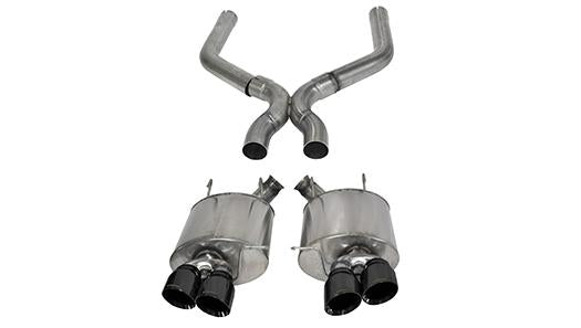 Corsa Performance 3.0 Inch Axle-Back Plus X-Pipe Sport Dual Exhaust Black 4.0 Inch Tips 13-14 Mustang Shelby GT500 5.8L V8 Stainless Steel (14323BLK)