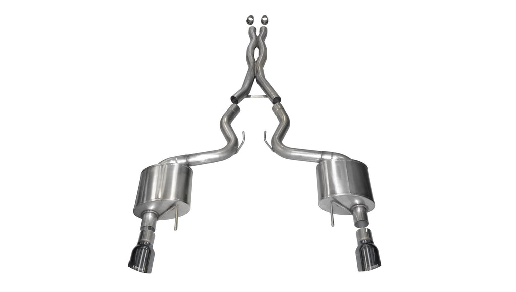 Corsa Performance 3.0 Inch Cat-Back Xtreme Dual Exhaust 4.5 Inch Gunmetal Tips 15-17 Ford Mustang GT Fastback 5.0L V8 Stainless Steel (14328GNM)