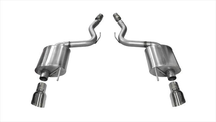 Corsa Performance 3.0 Inch Axle-Back Touring Dual Exhaust Polished 4.5 Inch Tips 15-17 Mustang GT Fastback 5.0L Stainless Steel (14329)