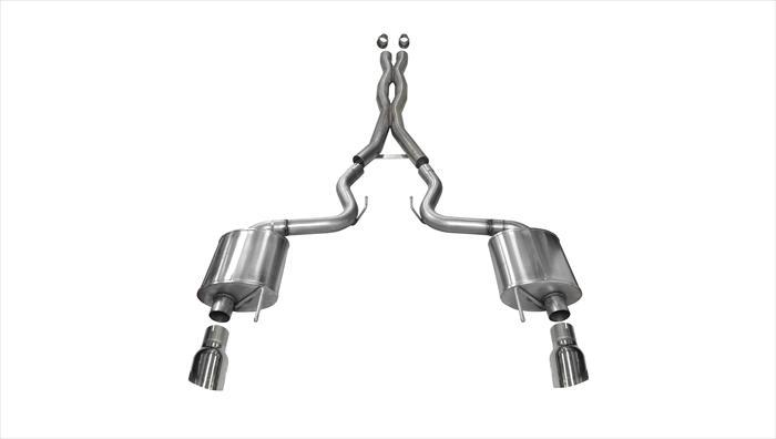 Corsa Performance 3.0 Inch Cat-Back Sport Dual Exhaust 4.5 Inch Polished Tips 15-17 Ford Mustang GT Fastback 5.0L V8 Stainless Steel (14332)