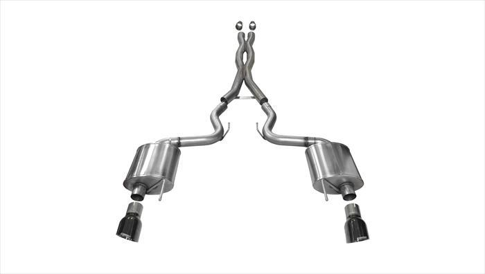 Corsa Performance 3.0 Inch Cat-Back Sport Dual Exhaust 4.5 Inch Black Tips 15-17 Ford Mustang GT Fastback 5.0L V8 Stainless Steel (14332BLK)