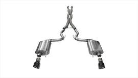 Corsa Performance 3.0 Inch Cat-Back Sport Dual Exhaust 4.5 Inch Black Tips 15-17 Ford Mustang GT Fastback 5.0L V8 Stainless Steel (14332BLK)