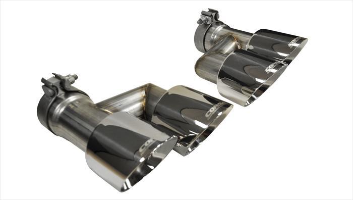 Corsa Performance Two Twin 4.0 Inch Polished Tips Clamps Included Dual Rear Exit For Mustang GT Exhaust Only Stainless Steel (14333)