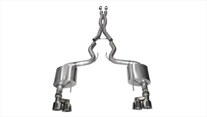 Corsa Performance 3.0 Inch Cat-Back Xtreme Dual Exhaust 4.0 Inch Polished Tips 15-Present Ford Mustang GT Fastback (No Valves) 5.0L V8 Stainless Steel (14335)
