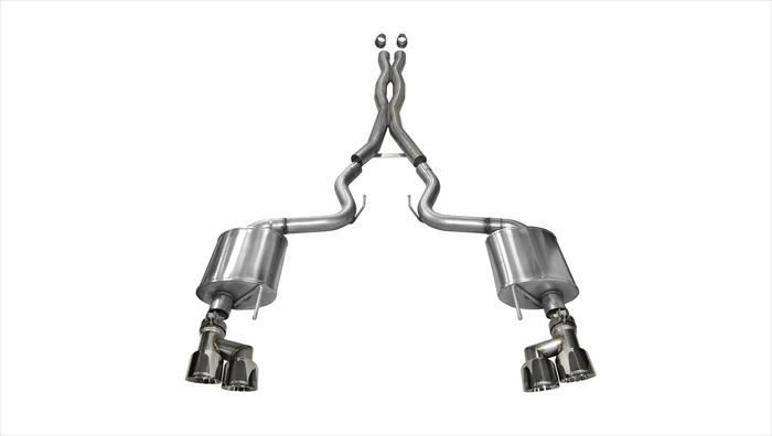 Corsa Performance 3.0 Inch Cat-Back Sport Dual Exhaust 4.0 Inch Polished Tips 15-Present Ford Mustang GT Fastback (No Valves) 5.0L V8 Stainless Steel (14337)