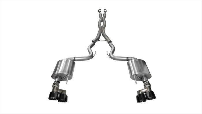 Corsa Performance 3.0 Inch Cat-Back Sport Dual Exhaust 4.0 Inch Black Tips 15-Present Ford Mustang GT Fastback (No Valves) 5.0L V8 Stainless Steel (14337BLK)