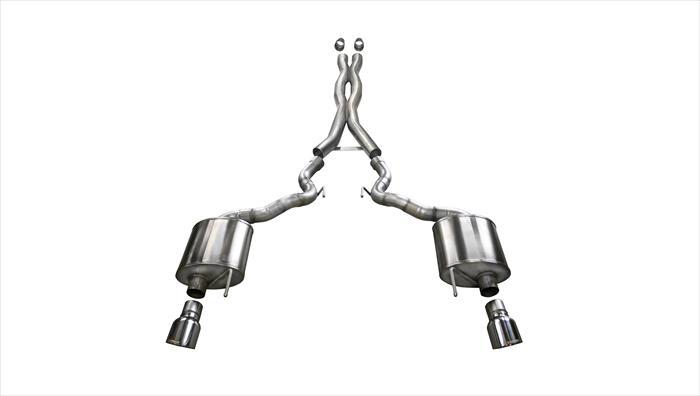Corsa Performance 3.0 Inch Cat-Back Xtreme Dual Exhaust 4.5 Inch Polished Tips 15-17 Ford Mustang GT Convertible 5.0L V8 Stainless Steel (14342)