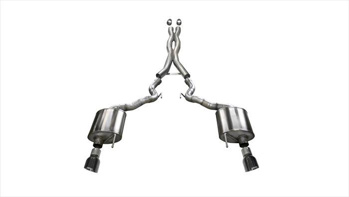 Corsa Performance 3.0 Inch Cat-Back Xtreme Dual Exhaust 4.5 Inch Black Tips 15-17 Ford Mustang GT Convertible 5.0L V8 Stainless Steel (14342BLK)
