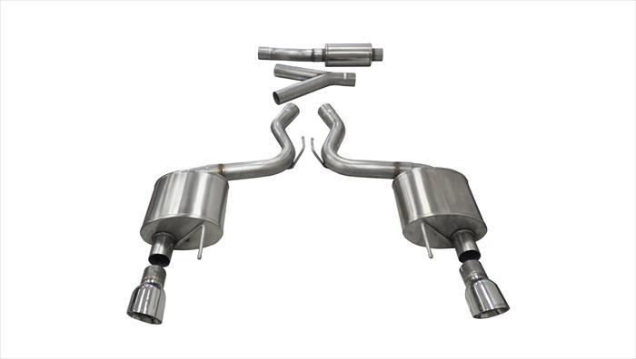 Corsa Performance 3.0 Inch Cat-Back Sport Dual Exhaust 4.5 Inch Polished Tips 15-17 Ford Mustang EcoBoost Fastback 2.3L Turbo Stainless Steel (14343)
