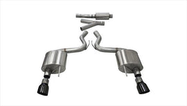 Corsa Performance 3.0 Inch Cat-Back Sport Dual Exhaust 4.5 Inch Black Tips 15-17 Ford Mustang EcoBoost Fastback 2.3L Turbo Stainless Steel (14343BLK)