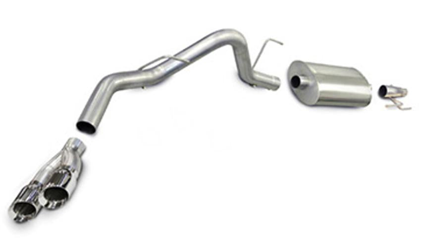 Corsa Performance 3.0 Inch Cat-Back Sport Single Side Exit Exhaust 4.0 Inch Polished Tips 11-14 Ford F150 EcoBoost 3.5L V6 Turbo 144.5/156.5/163.1 Inch Wheelbase Stainless Steel (14392)